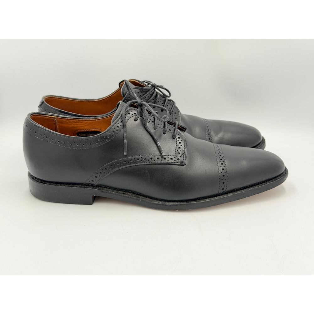 Allen Edmonds Yorktown Mens 9.5 D Black Leather Cap Toe Derby Dress Shoes USA